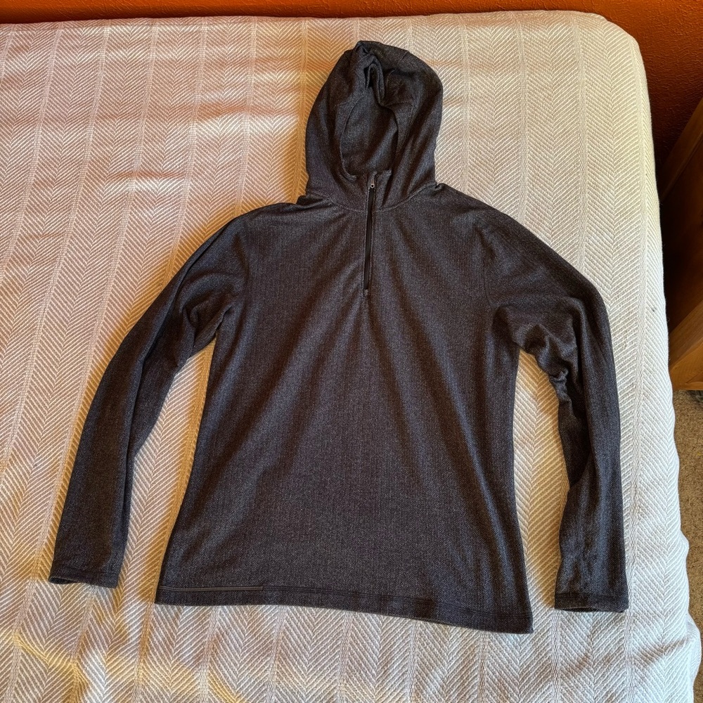 Men’s Lululemon Running Hoodie Half Zip Rulu Herringbone Reflective Gray Size L - Picture 2 of 11